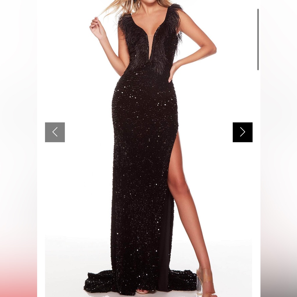 Alyce Paris 61374 - Feathered V-Neck Sheath Classic Prom Gown